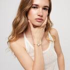 Pulsera de hilo camel con perla shell fornitura ba&ntilde;ada en plata de ley
